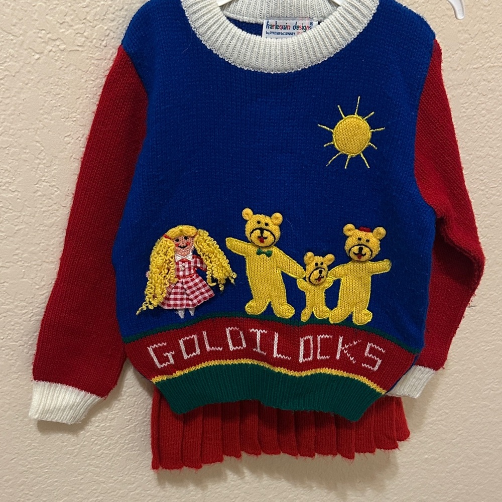 Vintage Goldilocks sweater with matching skirt